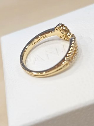 Anillo Pandora Infinito Dorado Talla 54+caja