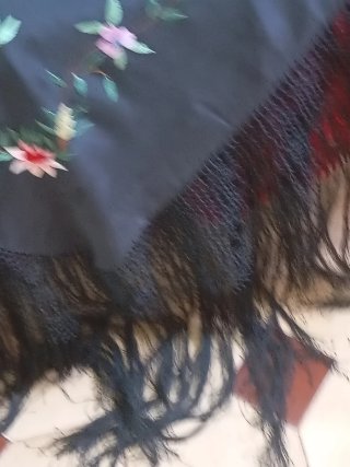 Mantón Manila  de Seda Bordado a Mano