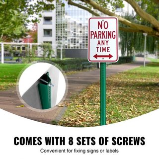 Poste de señal U-Channel de 8 pies, paquete de 4 postes fijos de acero verde de alta resistencia, señal de acero U-Channel para jardín, patio, granja o intersección de tráfico
