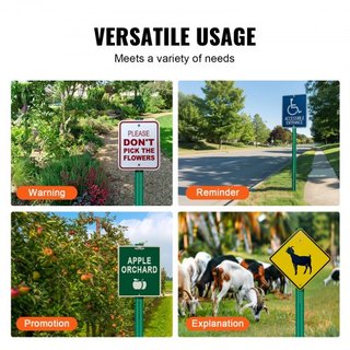 Poste de señal U-Channel de 8 pies, paquete de 4 postes fijos de acero verde de alta resistencia, señal de acero U-Channel para jardín, patio, granja o intersección de tráfico