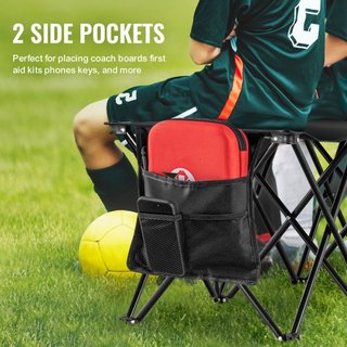 Banco Plegable Portátil, Banco de Fútbol Plegable para 6 Personas con Bolsillos Laterales y Bolsa de Transporte, Asientos Laterales de Tela Oxford 600D Ligera, para Fútbol, Béisbol, Camping, Event...