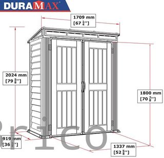 Caseta PVC Yardmate Pent Plus 91x170x202 cm - Duramax
