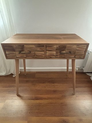 Mesa consola rústica madera y cristal