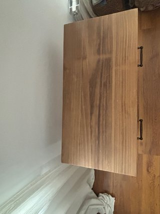 Mesa consola rústica madera y cristal