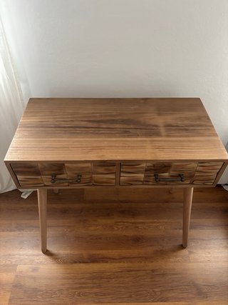 Mesa consola rústica madera y cristal