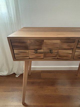 Mesa consola rústica madera y cristal