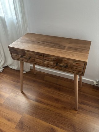 Mesa consola rústica madera y cristal