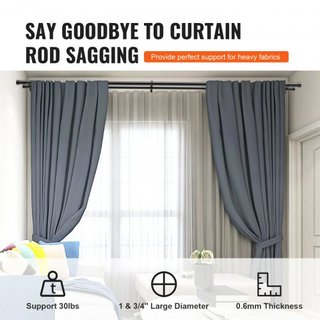 Barras de Cortina Dobles, Longitud Ajustable de 182.9-365.8 cm, Barras de Cortina Dobles Negras con Remates en Forma de Tapa, Diámetro de 2.5 cm y 1.9 cm, Barra de Cortina Doble para Cortinas Tran...