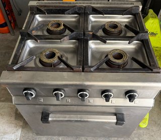 Cocina Gas 4 Fuegos Horno Acero Inox