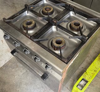 Cocina Gas 4 Fuegos Horno Acero Inox