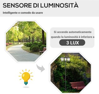 Lámpara De Jardín Solar 3 LED Lámpara De Tierra Exterior Clásica IP44 51.5×47×182.5Cm