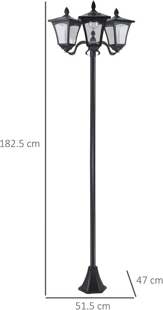 Lámpara De Jardín Solar 3 LED Lámpara De Tierra Exterior Clásica IP44 51.5×47×182.5Cm