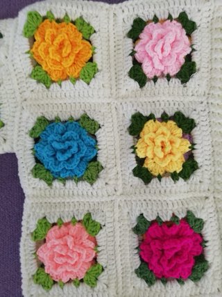 Chaqueta ganchillo granny de rosas