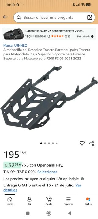 Portaequipaje para moto negro