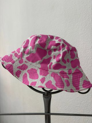 Gorro bucket estampado vaca rosa y blanco T- única