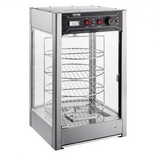 Exhibidor de Comida Comercial para Pizza de 14", Calentador de Pizza de 4 Niveles con Calentamiento por Vapor Rotativo, Control de Temperatura de 30℃~85℃ y Pantalla de Temperatura, Luz de Horno de...