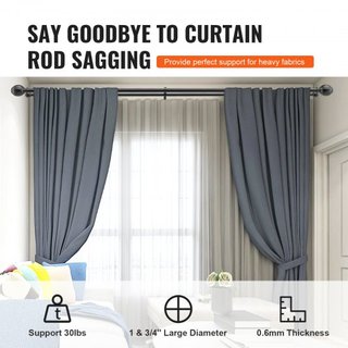 Barras de Cortina Dobles, Longitud Ajustable de 91.4-182.9 cm, Barras de Cortina Dobles Negras con Terminales Redondos, Diámetro de 2.5 cm y 1.9 cm, Barra de Cortina Doble para Cortinas Transparen...