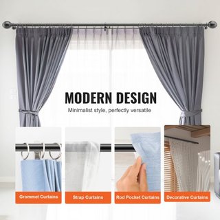 Barras de Cortina Dobles, Longitud Ajustable de 91.4-182.9 cm, Barras de Cortina Dobles Negras con Terminales Redondos, Diámetro de 2.5 cm y 1.9 cm, Barra de Cortina Doble para Cortinas Transparen...