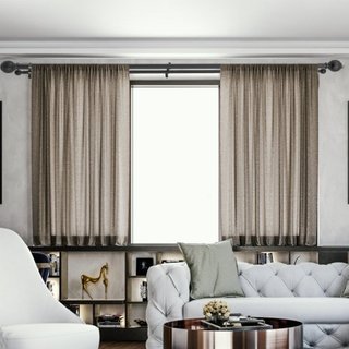 Barras de Cortina Dobles, Longitud Ajustable de 91.4-182.9 cm, Barras de Cortina Dobles Negras con Terminales Redondos, Diámetro de 2.5 cm y 1.9 cm, Barra de Cortina Doble para Cortinas Transparen...