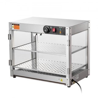 Exhibidor de Comida Caliente Comercial de 2 Niveles, Calentador de Exhibición de Comida de 800W con Luz para Mejorar la Exhibición de Comida, Control de Temperatura de 30℃~85℃, Gran Capacidad de 5...