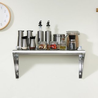 Estante de Acero Inoxidable de 30.5 x 91.4 cm, Estantería Flotante Montada en la Pared con Soportes, Estantes Comerciales de 113.4 kg de Capacidad de Carga, Estante de Almacenamiento de Alta Resis...