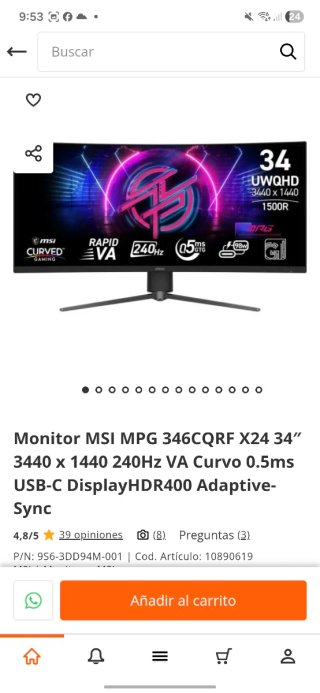 PC Gaming RTX 5080 + Monitor MSI 34" 240Hz