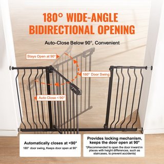Puerta para Bebés, 29.5"-51" Extra Ancha, 30" Alta, Puerta para Perros para Escaleras, Puertas y Casa, Puerta para Niños de Fácil Paso con Cierre Automático, Puerta de Seguridad para Mascotas con ...