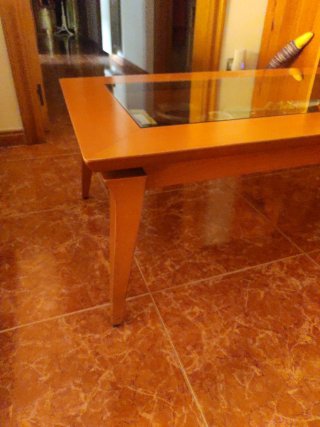 Mesa centro madera y cristal