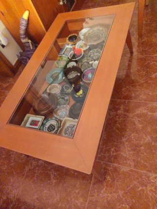 Mesa centro madera y cristal