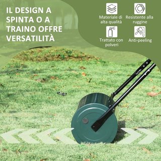 Rodillo para Césped de 30L de Capacidad con Mango Acolchado, Rodillo de Jardín de Acero Rellenable con Agua/Sand, 102X50X30 Cm, Verde Oscuro
