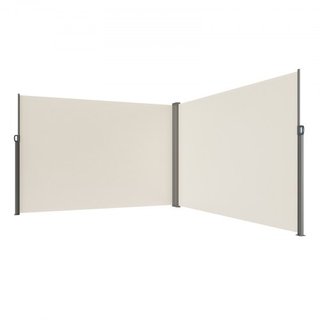 Toldo Lateral Retráctil, Pantalla de Privacidad Exterior de 79''x 236'', Pantalla de Patio Retráctil Impermeable de Poliéster de 180g, Pantalla Divisoria UV 30+ para Patio, Jardín, Balcón, Beige