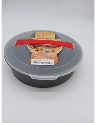 Dr. Oetker Bake&Go Molde Hornear Redondo Desmontable con Tapa para Transportarr y Almacenar - 26 cm Diámetro - Acero con Revestimi