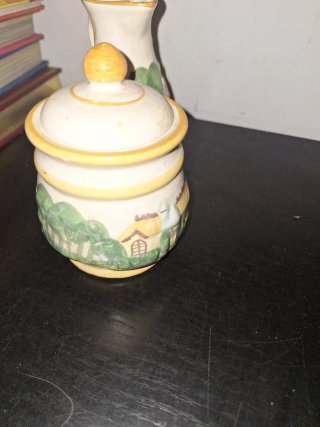 Mini lechera y azucarero pintado a mano