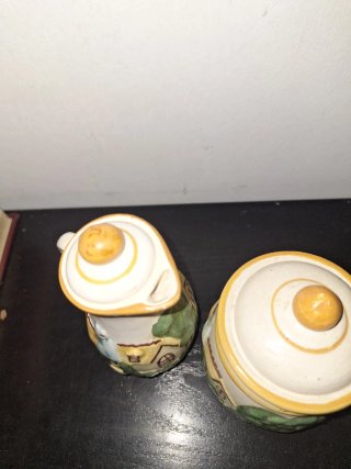Mini lechera y azucarero pintado a mano