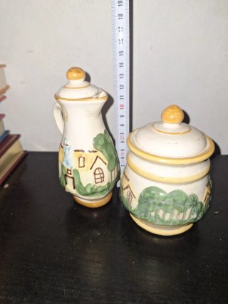 Mini lechera y azucarero pintado a mano