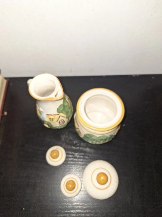 Mini lechera y azucarero pintado a mano