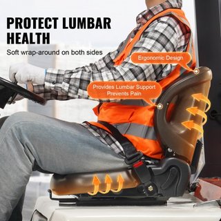 Asiento Universal para Montacargas, Asiento de Tractor con Respaldo Ajustable, Microinterruptor y Cinturón de Seguridad, Asiento Envolvente para Cargadora de Tractor Excavadora