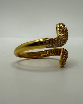 Anello Serpente Argento 925 Dorato Zirconi
