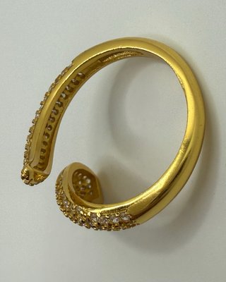Anello Serpente Argento 925 Dorato Zirconi