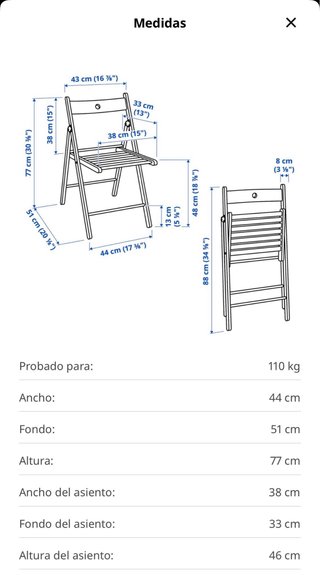 Pack 4 Sillas Plegables Frosvi Ikea