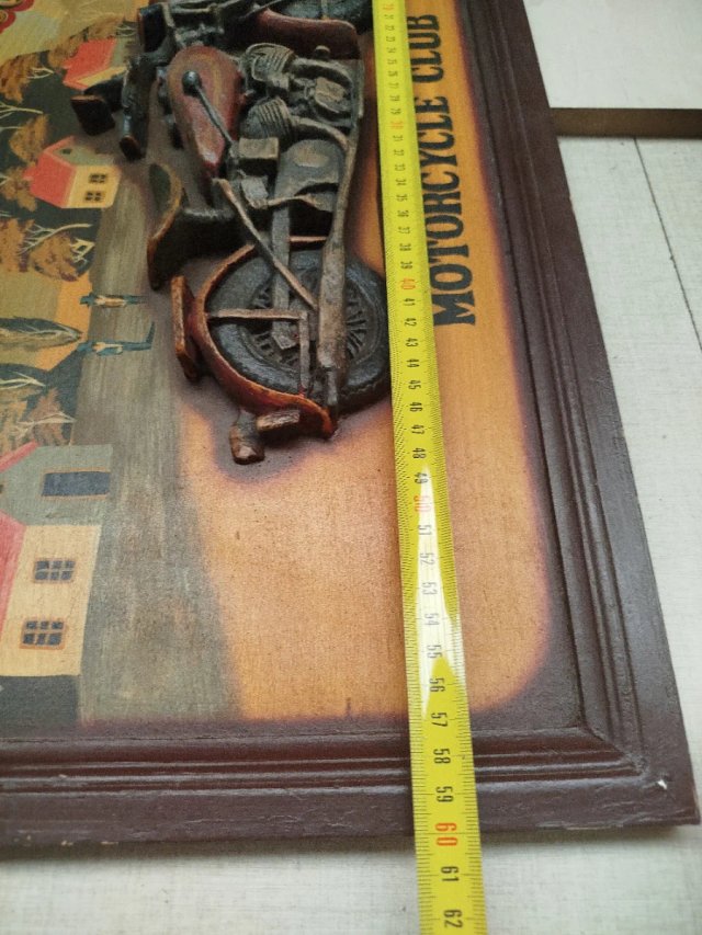 Cuadro Vintage Madera Harley Davidson Moto Club