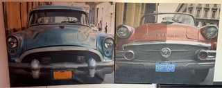 Pareja cuadros coches clásicos