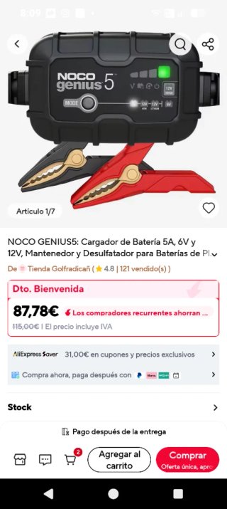 Cargador Batería Coche NOCO Genius 5