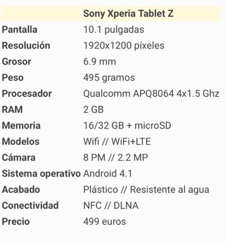 Sony Xperia Tablet Z Nero
