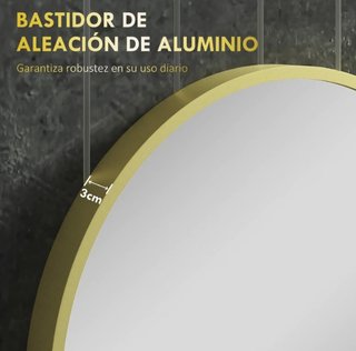 Espejo Redondo Baño Ø70 cm Dorado