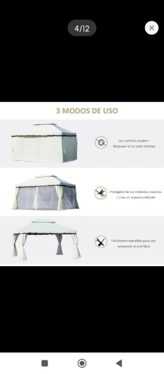 Carpa de jardín beige y blanca