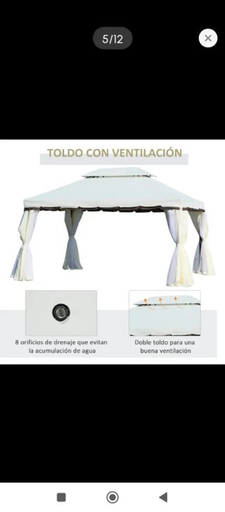 Carpa de jardín beige y blanca