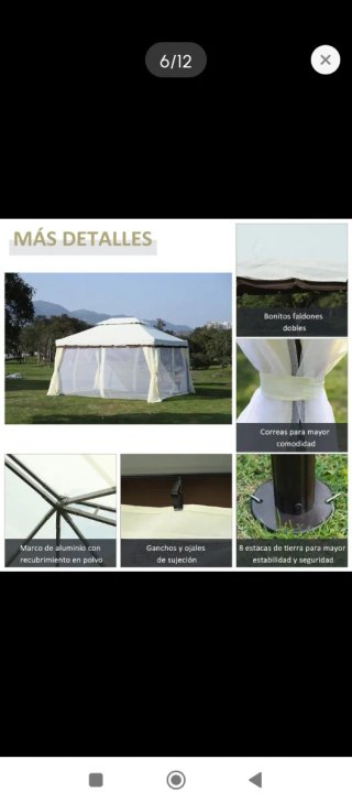 Carpa de jardín beige y blanca