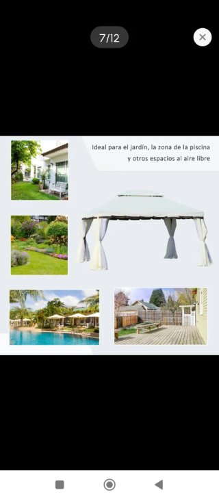 Carpa de jardín beige y blanca