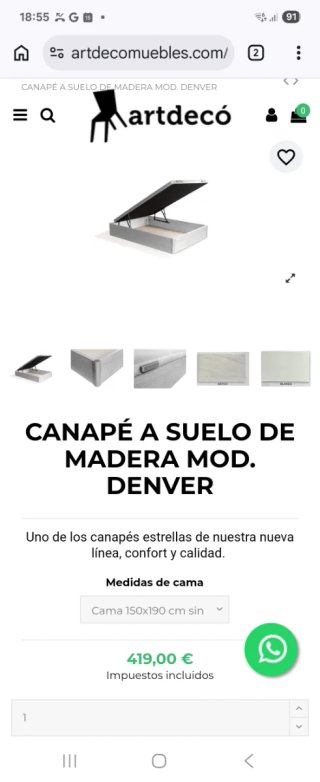Canapé abatible 150x190 blanco